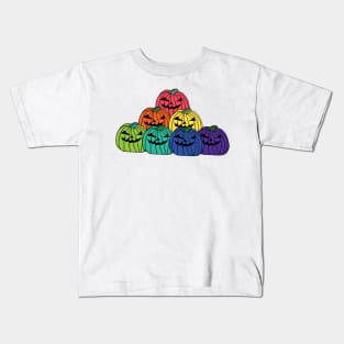 Colorful Spooky Halloween Horror Pumpkin Patch Kids T-Shirt